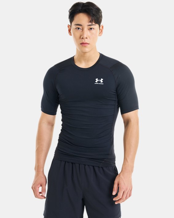 Men's HeatGear® Armour Short Sleeve in Black image number 0